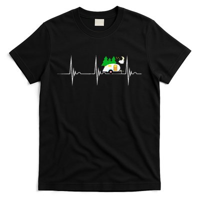 Teardrop Trailer Heartbeat Camping Pulse Line EKG RV T-Shirt