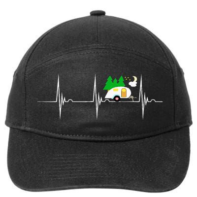 Teardrop Trailer Heartbeat Camping Pulse Line EKG RV 7-Panel Snapback Hat