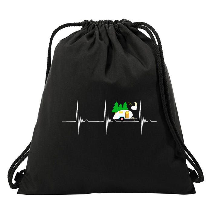 Teardrop Trailer Heartbeat Camping Pulse Line EKG RV Drawstring Bag