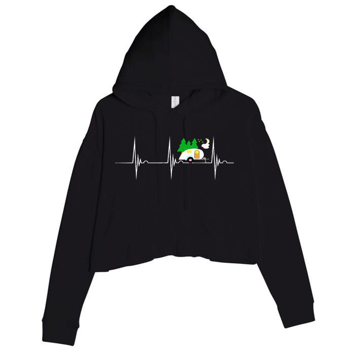 Teardrop Trailer Heartbeat Camping Pulse Line EKG RV Crop Fleece Hoodie