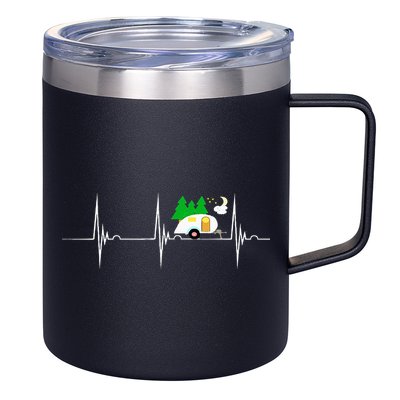 Teardrop Trailer Heartbeat Camping Pulse Line EKG RV 12oz Stainless Steel Coffee Mug