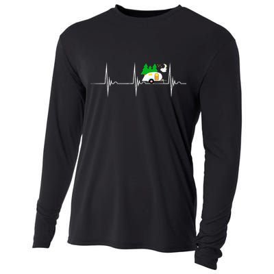 Teardrop Trailer Heartbeat Camping Pulse Line EKG RV Cooling Performance Long Sleeve Crew