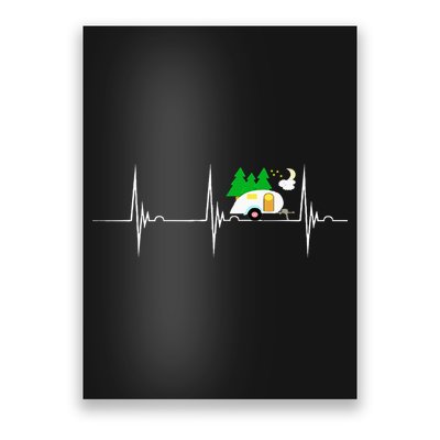 Teardrop Trailer Heartbeat Camping Pulse Line EKG RV Poster