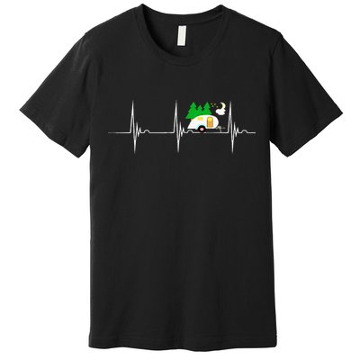 Teardrop Trailer Heartbeat Camping Pulse Line EKG RV Premium T-Shirt