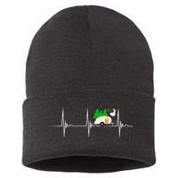 Teardrop Trailer Heartbeat Camping Pulse Line EKG RV Sustainable Knit Beanie