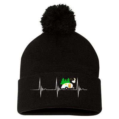 Teardrop Trailer Heartbeat Camping Pulse Line EKG RV Pom Pom 12in Knit Beanie
