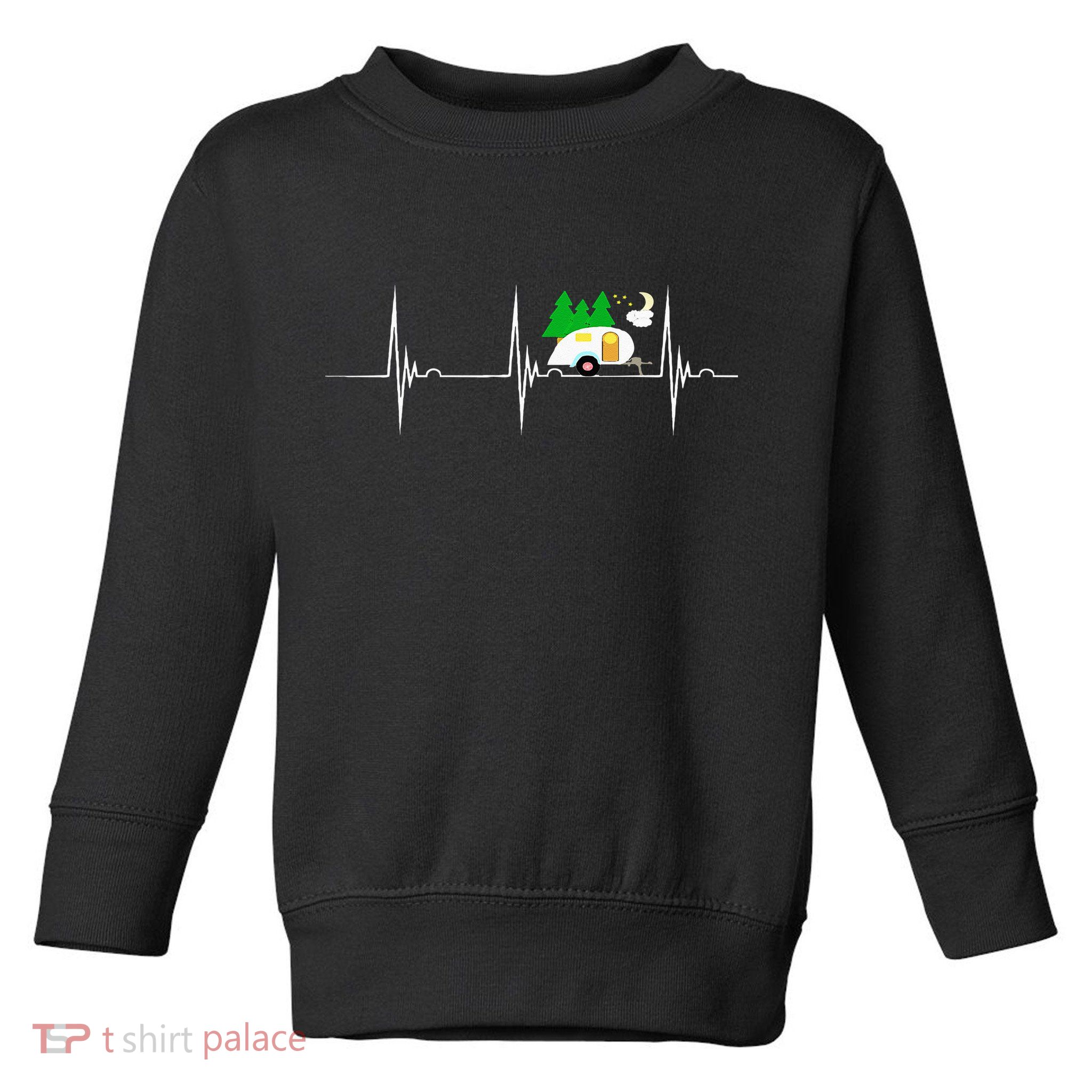 Teardrop Trailer Heartbeat Camping Pulse Line EKG RV Toddler Sweatshirt