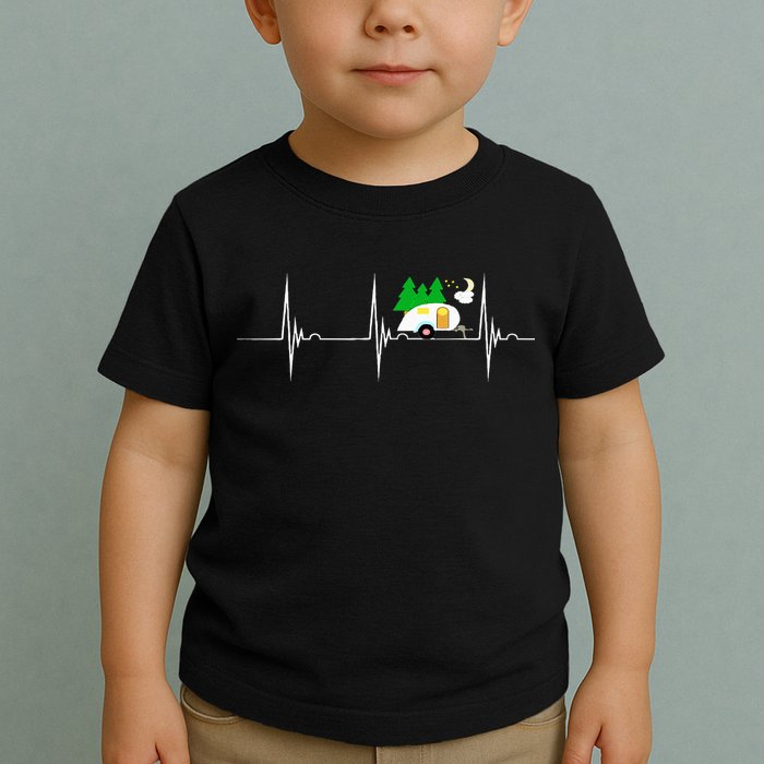 Teardrop Trailer Heartbeat Camping Pulse Line EKG RV Toddler T-Shirt