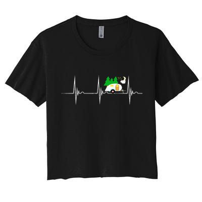 Teardrop Trailer Heartbeat Camping Pulse Line EKG RV Crop Top