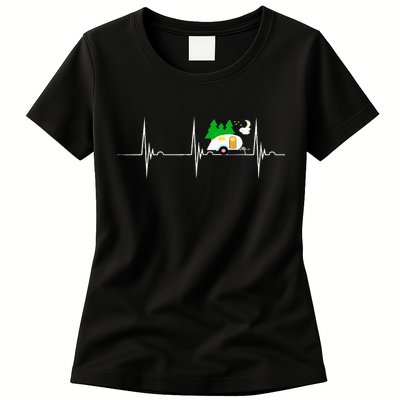Teardrop Trailer Heartbeat Camping Pulse Line EKG RV Womens T-Shirt