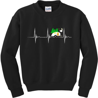 Teardrop Trailer Heartbeat Camping Pulse Line EKG RV Kids Sweatshirt