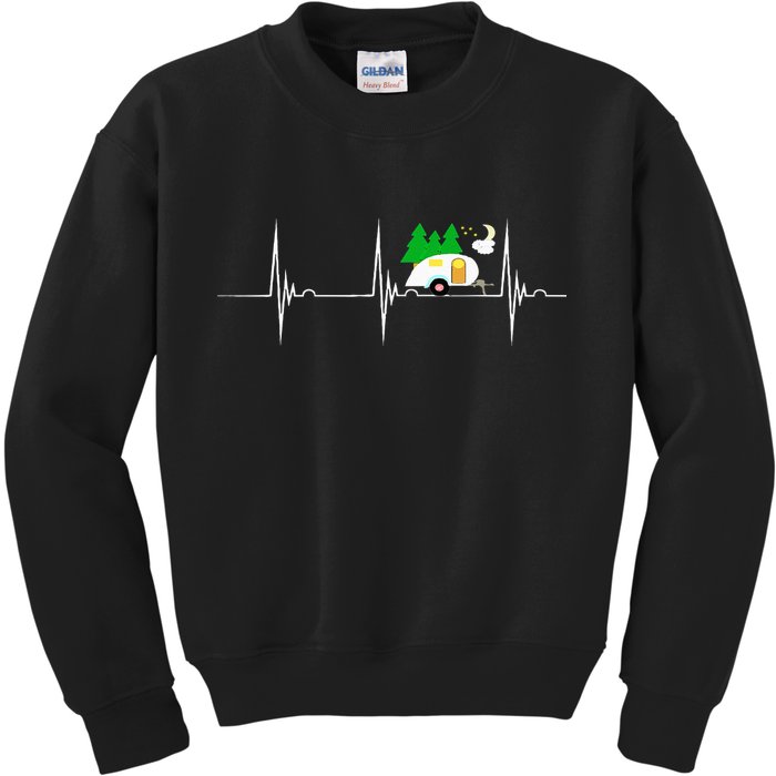 Teardrop Trailer Heartbeat Camping Pulse Line EKG RV Kids Sweatshirt