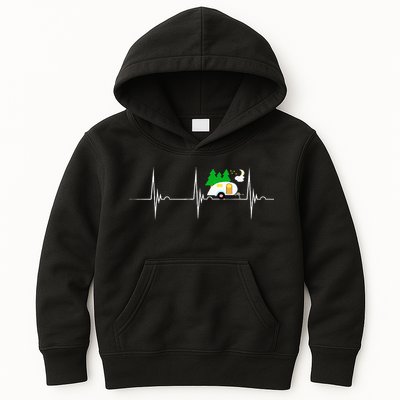 Teardrop Trailer Heartbeat Camping Pulse Line EKG RV Kids Hoodie