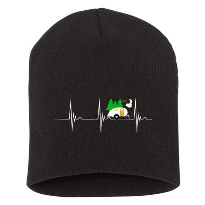 Teardrop Trailer Heartbeat Camping Pulse Line EKG RV Short Acrylic Beanie