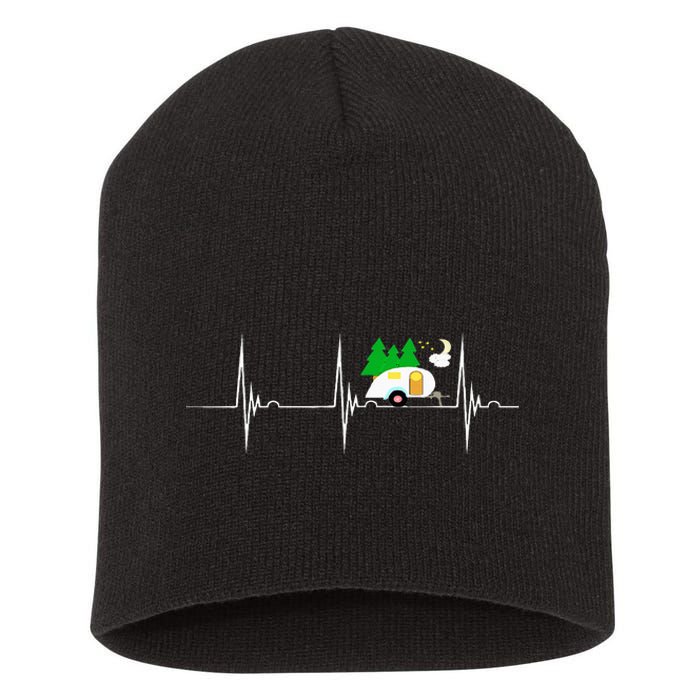 Teardrop Trailer Heartbeat Camping Pulse Line EKG RV Short Acrylic Beanie