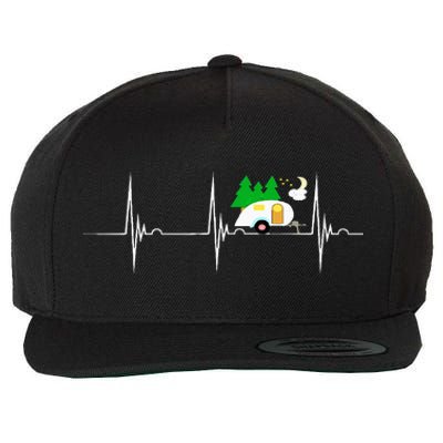 Teardrop Trailer Heartbeat Camping Pulse Line EKG RV Wool Snapback Cap