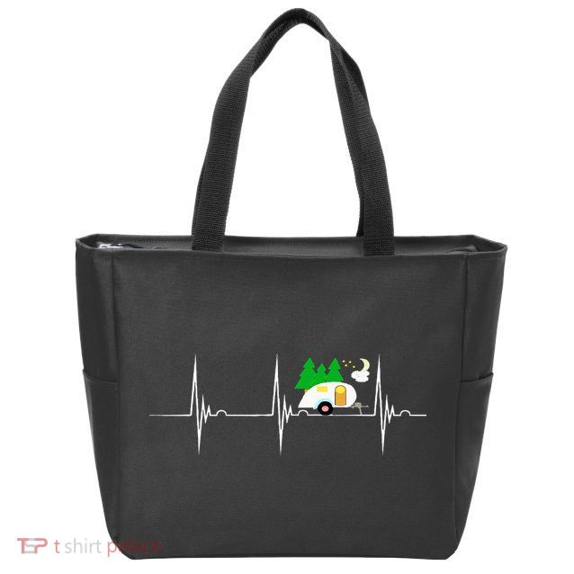 Teardrop Trailer Heartbeat Camping Pulse Line EKG RV Zip Tote Bag