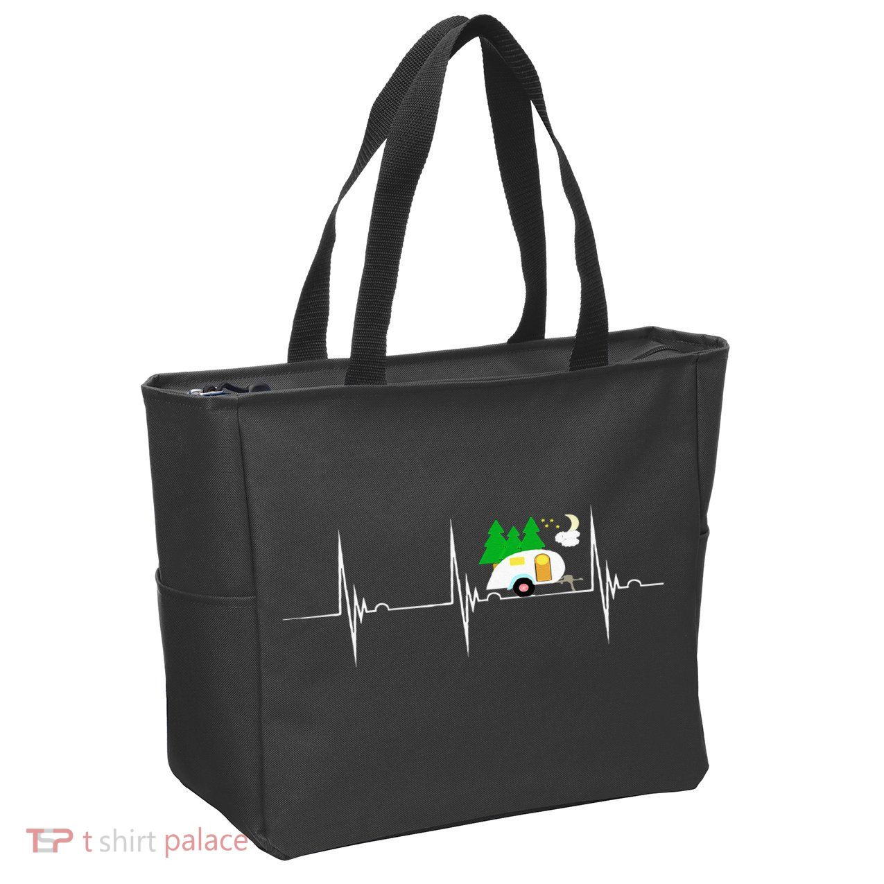 Teardrop Trailer Heartbeat Camping Pulse Line EKG RV Zip Tote Bag