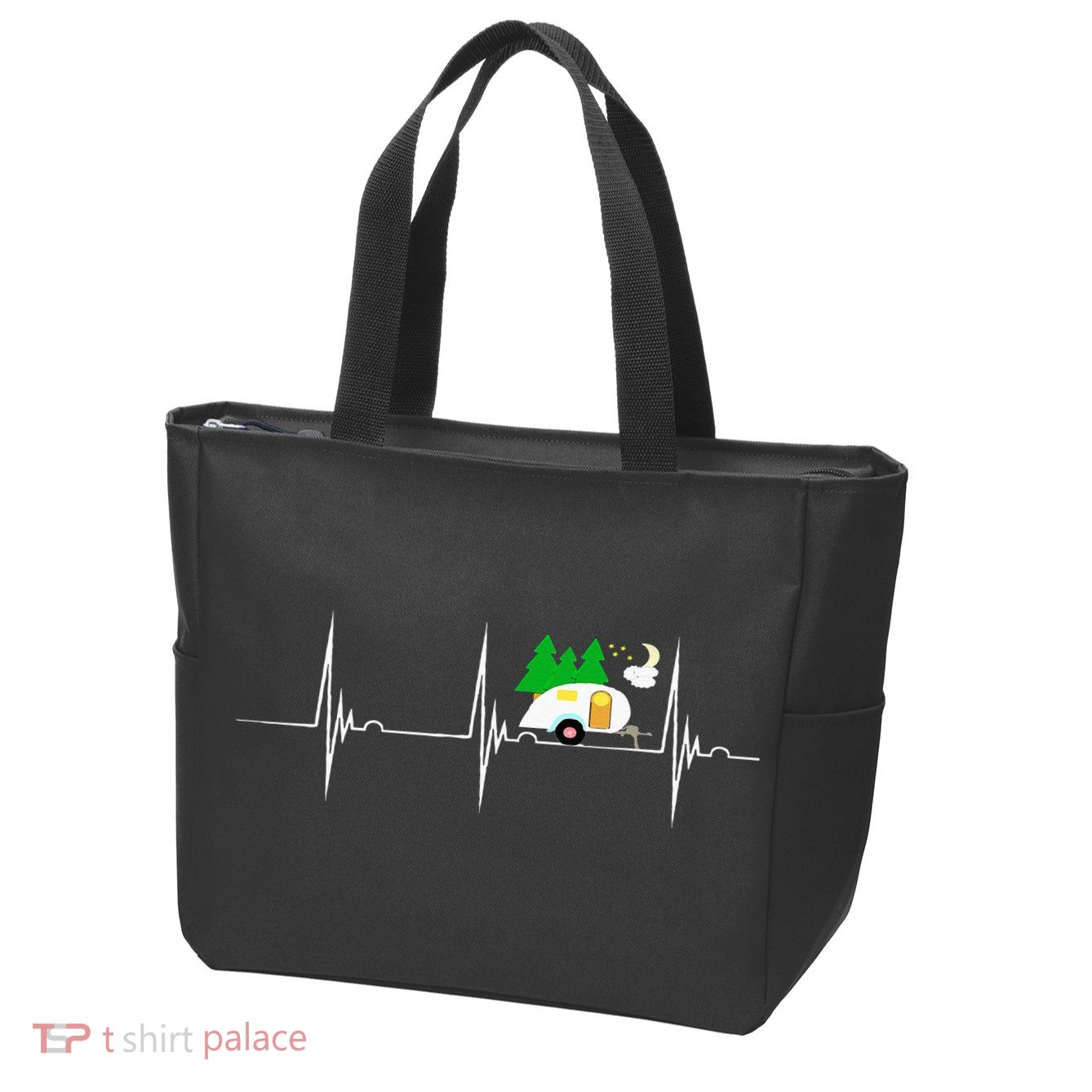 Teardrop Trailer Heartbeat Camping Pulse Line EKG RV Zip Tote Bag