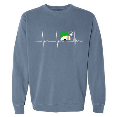 Teardrop Trailer Heartbeat Camping Pulse Line EKG RV Garment-Dyed Sweatshirt