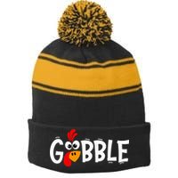 Turkey Trot Hilarious Thanksgiving Gathering Stripe Pom Pom Beanie