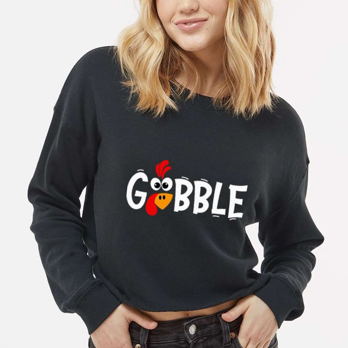 Turkey Trot Hilarious Thanksgiving Gathering Cropped Pullover Crew