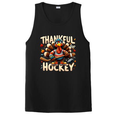 Turkey Thankful Hockey Funny Thanksgiving Hockey Lovers Gift Cool Gift PosiCharge Competitor Tank