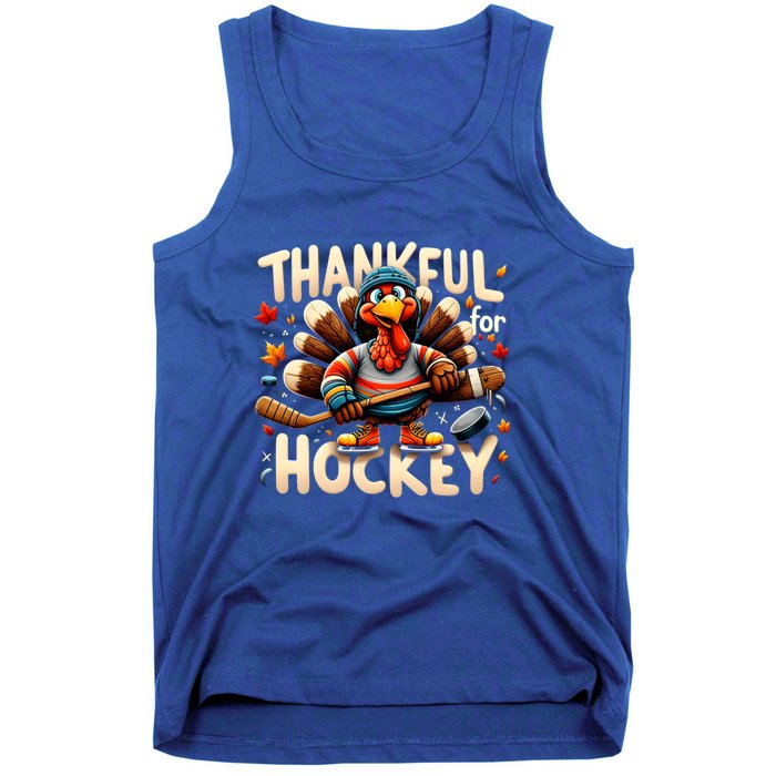 Turkey Thankful Hockey Funny Thanksgiving Hockey Lovers Gift Cool Gift Tank Top