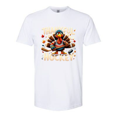 Turkey Thankful Hockey Funny Thanksgiving Hockey Lovers Gift Cool Gift Softstyle® CVC T-Shirt