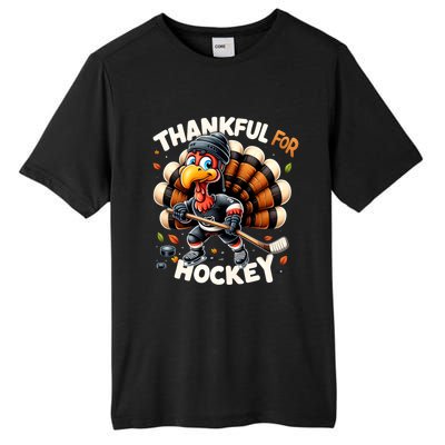 Turkey Thankful Hockey Retro Thanksgiving Hockey Lovers Gift Meaningful Gift Tall Fusion ChromaSoft Performance T-Shirt