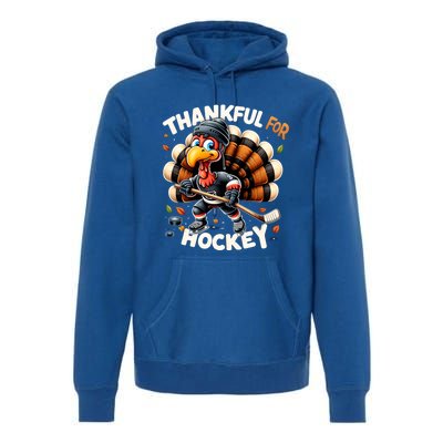 Turkey Thankful Hockey Retro Thanksgiving Hockey Lovers Gift Meaningful Gift Premium Hoodie