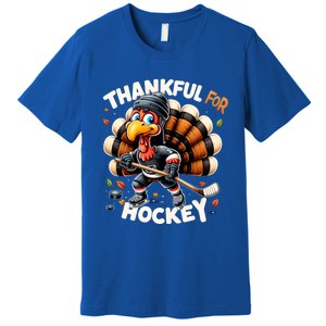 Turkey Thankful Hockey Retro Thanksgiving Hockey Lovers Gift Meaningful Gift Premium T-Shirt