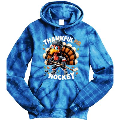 Turkey Thankful Hockey Retro Thanksgiving Hockey Lovers Gift Meaningful Gift Tie Dye Hoodie