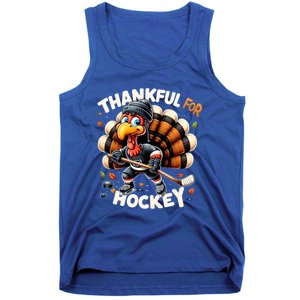 Turkey Thankful Hockey Retro Thanksgiving Hockey Lovers Gift Meaningful Gift Tank Top