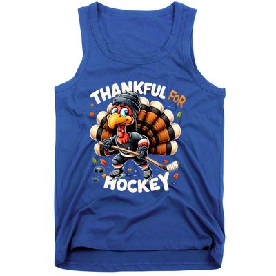 Turkey Thankful Hockey Retro Thanksgiving Hockey Lovers Gift Meaningful Gift Tank Top