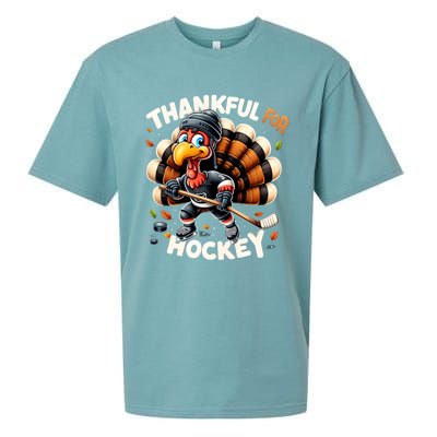 Turkey Thankful Hockey Retro Thanksgiving Hockey Lovers Gift Meaningful Gift Sueded Cloud Jersey T-Shirt