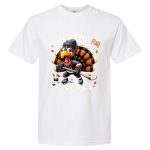 Turkey Thankful Hockey Retro Thanksgiving Hockey Lovers Gift Meaningful Gift Garment-Dyed Heavyweight T-Shirt