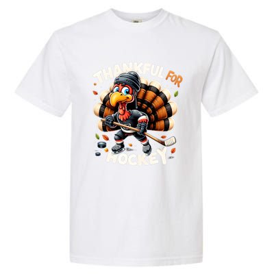 Turkey Thankful Hockey Retro Thanksgiving Hockey Lovers Gift Meaningful Gift Garment-Dyed Heavyweight T-Shirt