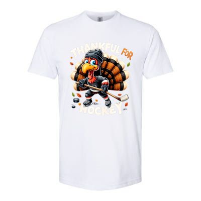 Turkey Thankful Hockey Retro Thanksgiving Hockey Lovers Gift Meaningful Gift Softstyle® CVC T-Shirt