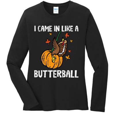 Turkey Trot Hilarious Thanksgiving Costume Ladies Long Sleeve Shirt