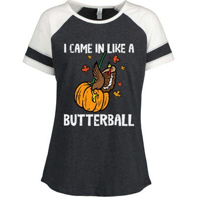 Turkey Trot Hilarious Thanksgiving Costume Enza Ladies Jersey Colorblock Tee