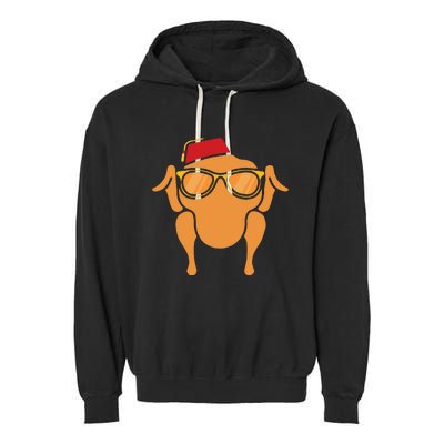 Thanksgiving Turkey Head Funny Garment-Dyed Fleece Hoodie