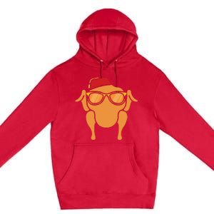 Thanksgiving Turkey Head Funny Premium Pullover Hoodie