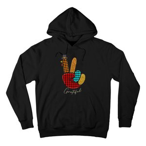 Thanksgiving Turkey Hand Sign Peace, Love, and Gratitude Hoodie