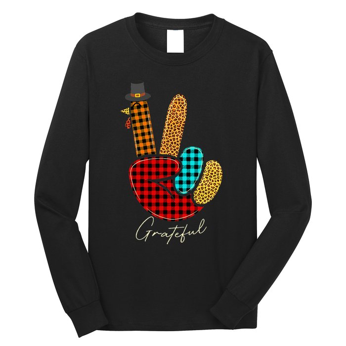 Thanksgiving Turkey Hand Sign Peace, Love, and Gratitude Long Sleeve Shirt