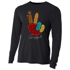 Thanksgiving Turkey Hand Sign Peace, Love, and Gratitude Cooling Performance Long Sleeve Crew