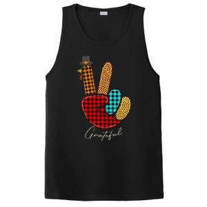 Thanksgiving Turkey Hand Sign Peace, Love, and Gratitude PosiCharge Competitor Tank