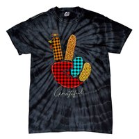 Thanksgiving Turkey Hand Sign Peace, Love, and Gratitude Tie-Dye T-Shirt