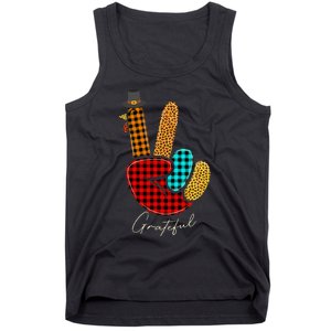 Thanksgiving Turkey Hand Sign Peace, Love, and Gratitude Tank Top