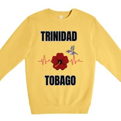 Trinidad Tobago Heartbeat Hibiscus Premium Crewneck Sweatshirt